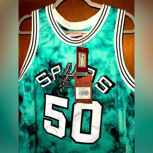 David Robinson Mitchell and ness swingman tie dye reflective jersey NWT mens